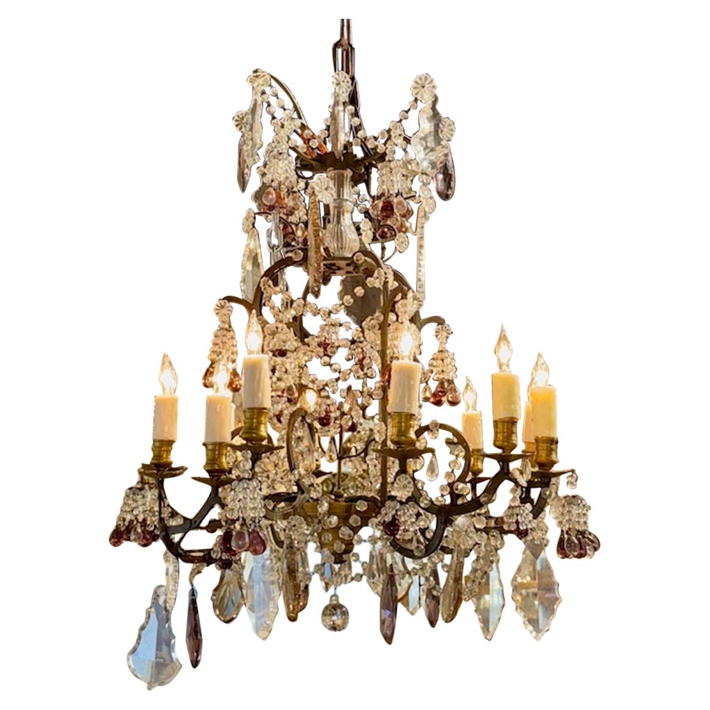 Lampadario francese in ferro in vendita