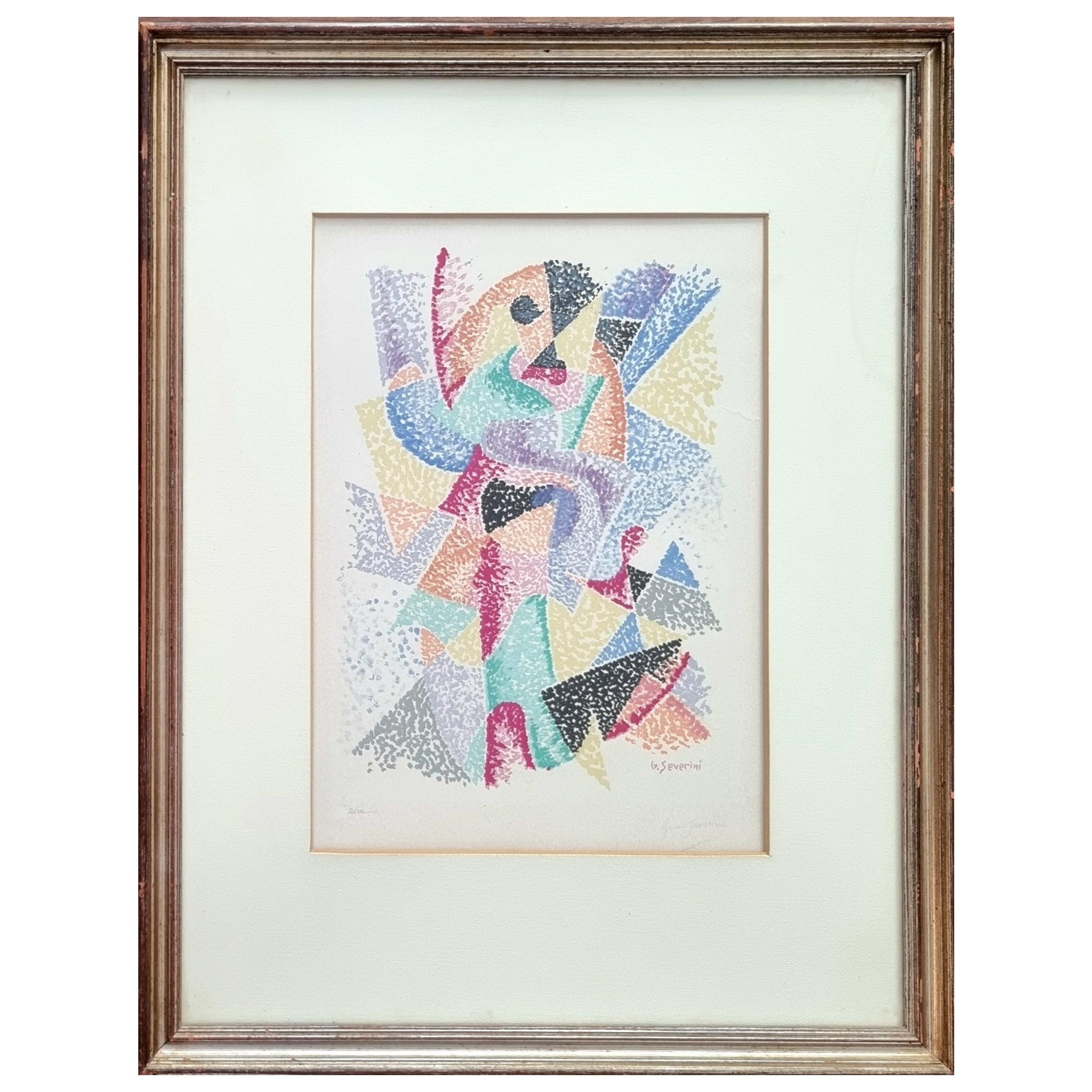 GINO SEVERINI - Arlecchino 1965, Litografia firmata a mano in vendita