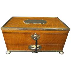 Antique English Oak Presentation Compartment Box