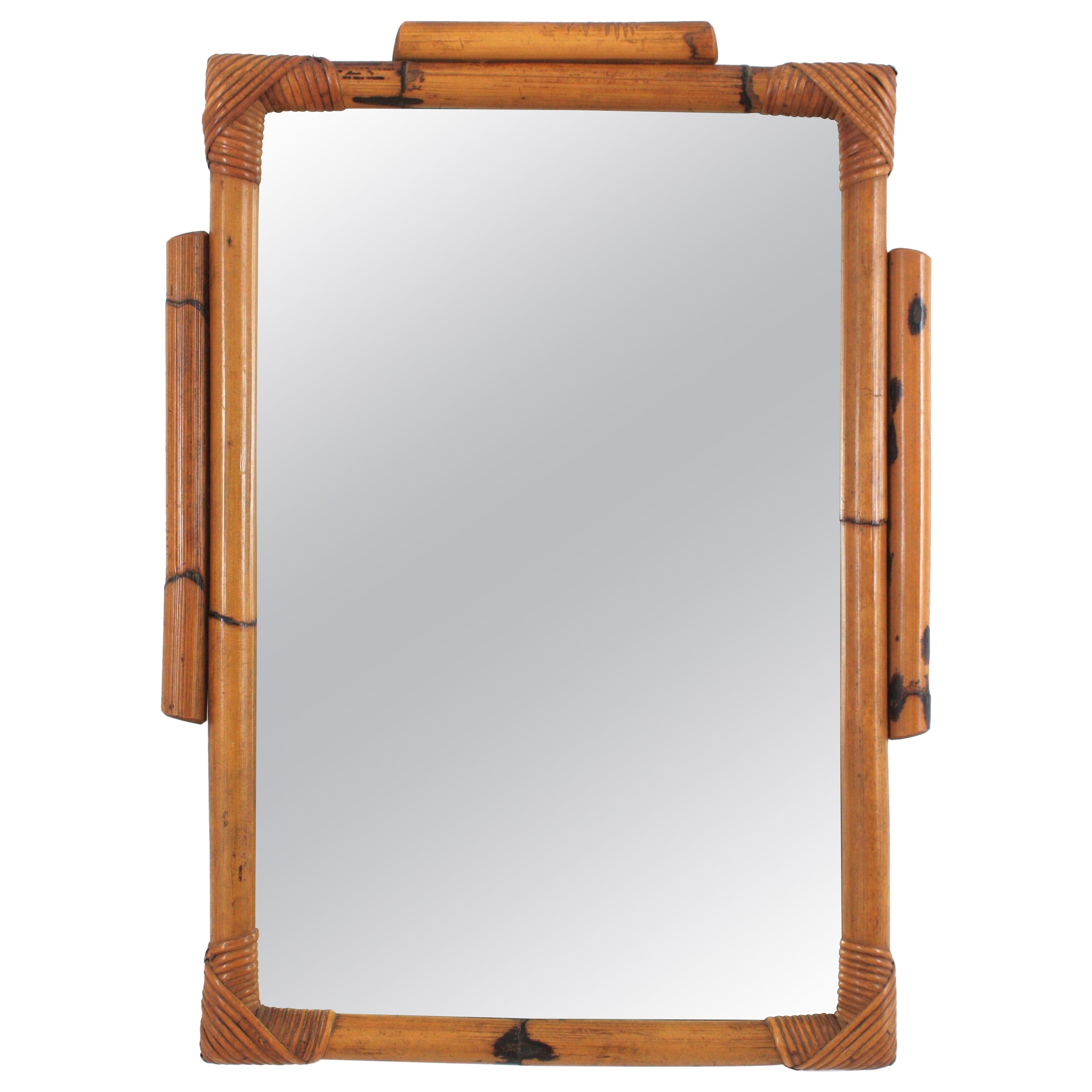 Spanish Thick Rattan Rectangular Mirror