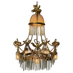 Louis XVI Style, Russian Neoclassical, Bronze, Crystal, Chandelier, France 1900s