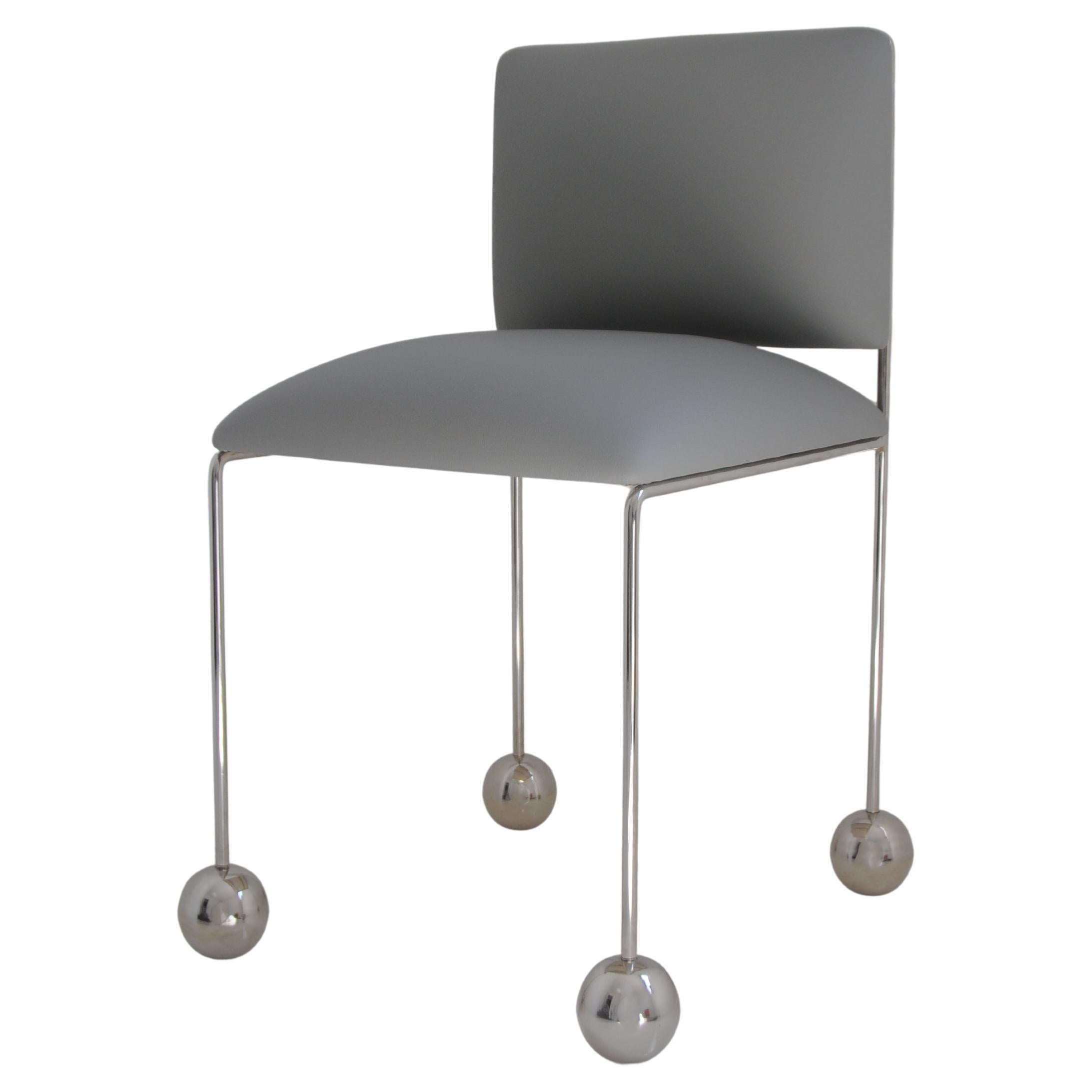 Ball Foot Sculptural Chair, Vegan Cactus Leather, Gray