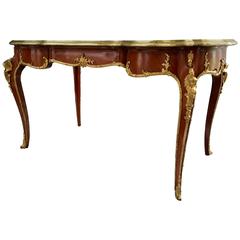 Vintage Graceful Louis XVI Style Kingwood One-Drawer Flat Top Desk/Bureau Plat