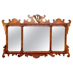 Georgian Overmantel Mirror Walnut and Parcel Gilt