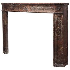 Louis XVI Style Fireplace in Brown Marble, 18th Century