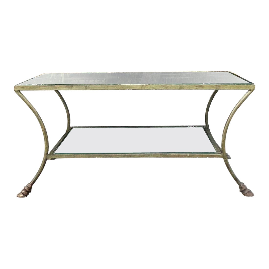 Table basse Vintage Regency à sabots en laiton