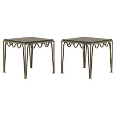 Pair of 'Méandre' Verdigris and Black Limestone End Tables by Design Frères