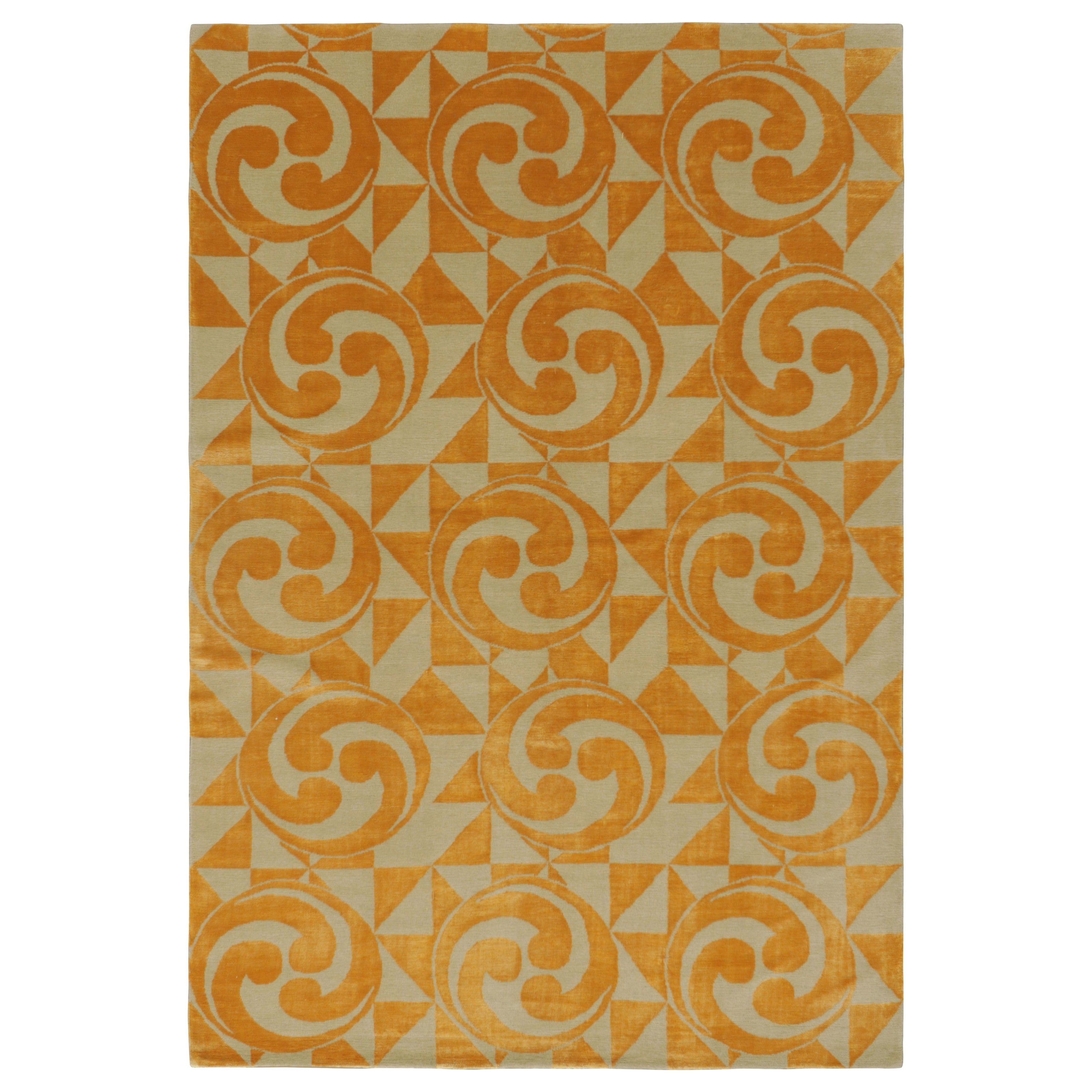 Rug & Kilim’s Modern Geometric Rug in Beige and Gold Tones “Kaleidoscope”