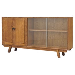 Mid Century Eiche verglast Bücherregal und Schrank