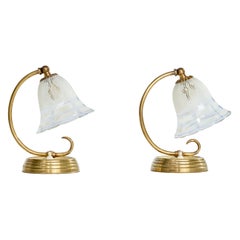 Designer italiano, Lampade da tavolo, Ottone, Vetro, Italia, anni '50