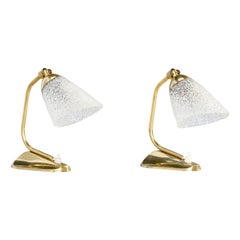 French Designer, Table Lamps, Brass, Plastic Resin, France, 1950s