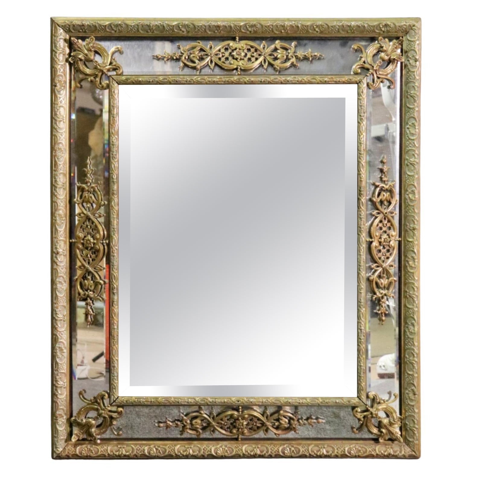 1890s Era French Louis XV Bronze Neoclassical Mirror