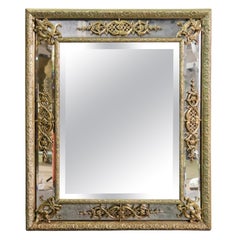 Antique 1890s Era French Louis XV Bronze Neoclassical Mirror