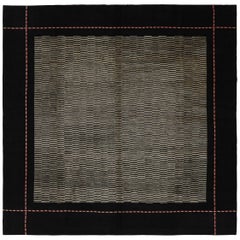 Alfombra cuadrada estilo Art Déco de Rug & Kilim con motivos geométricos beige-marrón