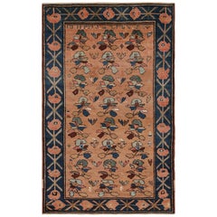 Vintage Russian Rug in Dusty Rose with Floral Patterns  Rug & Kilim