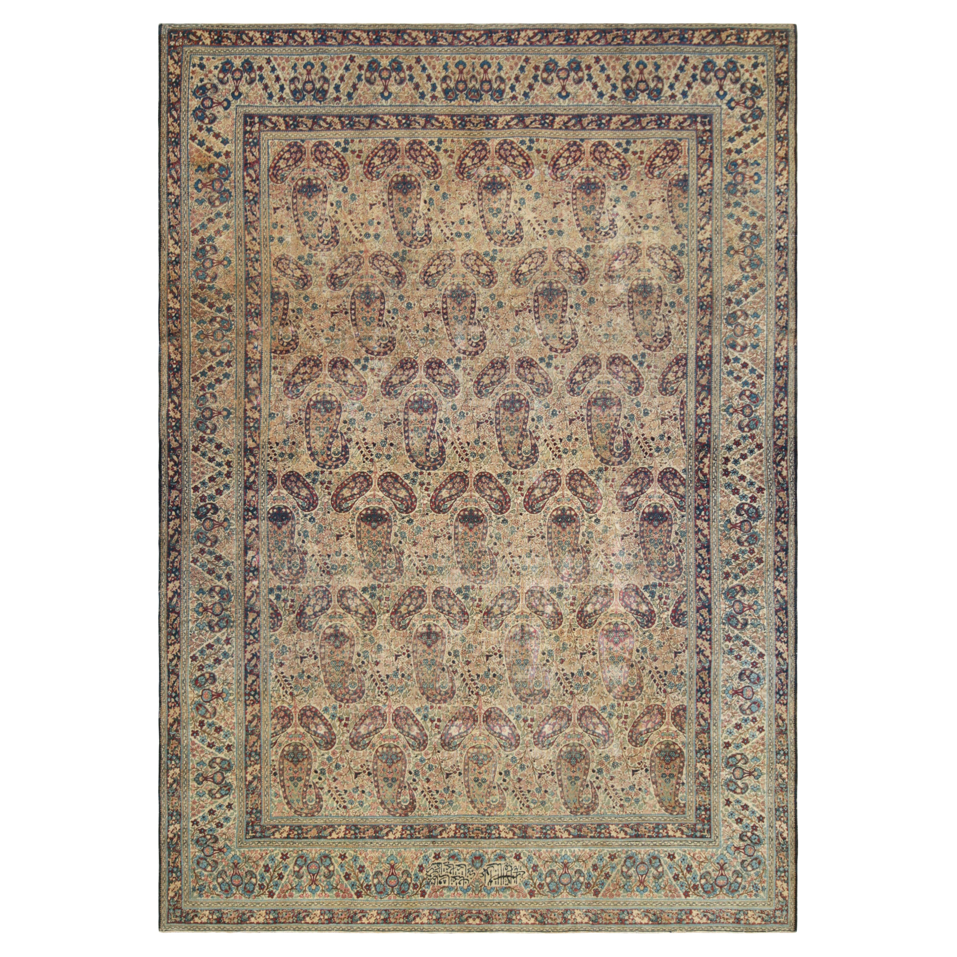 Signed Aboul Ghasem Kermani Antique Persian Rug with Paisleys  Rug & Kilim For Sale