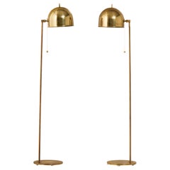 Pair of Brass Floor Lamps Model G-075, Bergboms, Sweden, 1960s