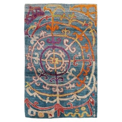 Rug & Kilim's Modern Rug in Blue with Polychromatic Geometric Patterns (tapis moderne bleu à motifs géométriques polychromes)
