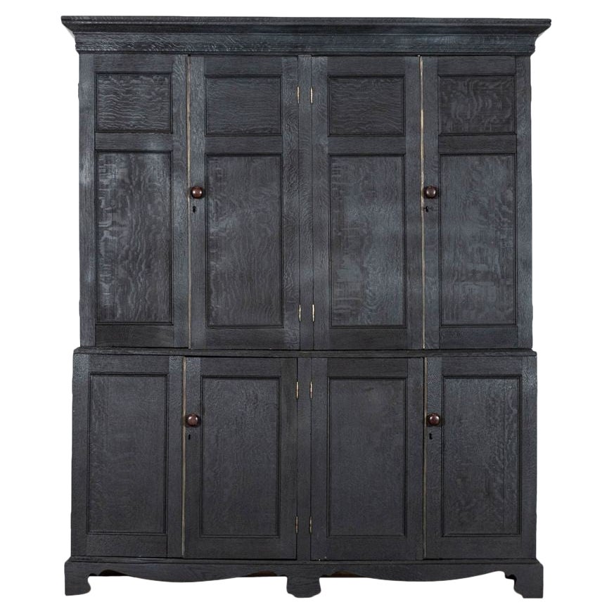 Large 19thC Ebonised English Oak Housekeepers Cupboard
