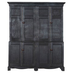 Large 19thC Ebonised English Oak Housekeepers Cupboard