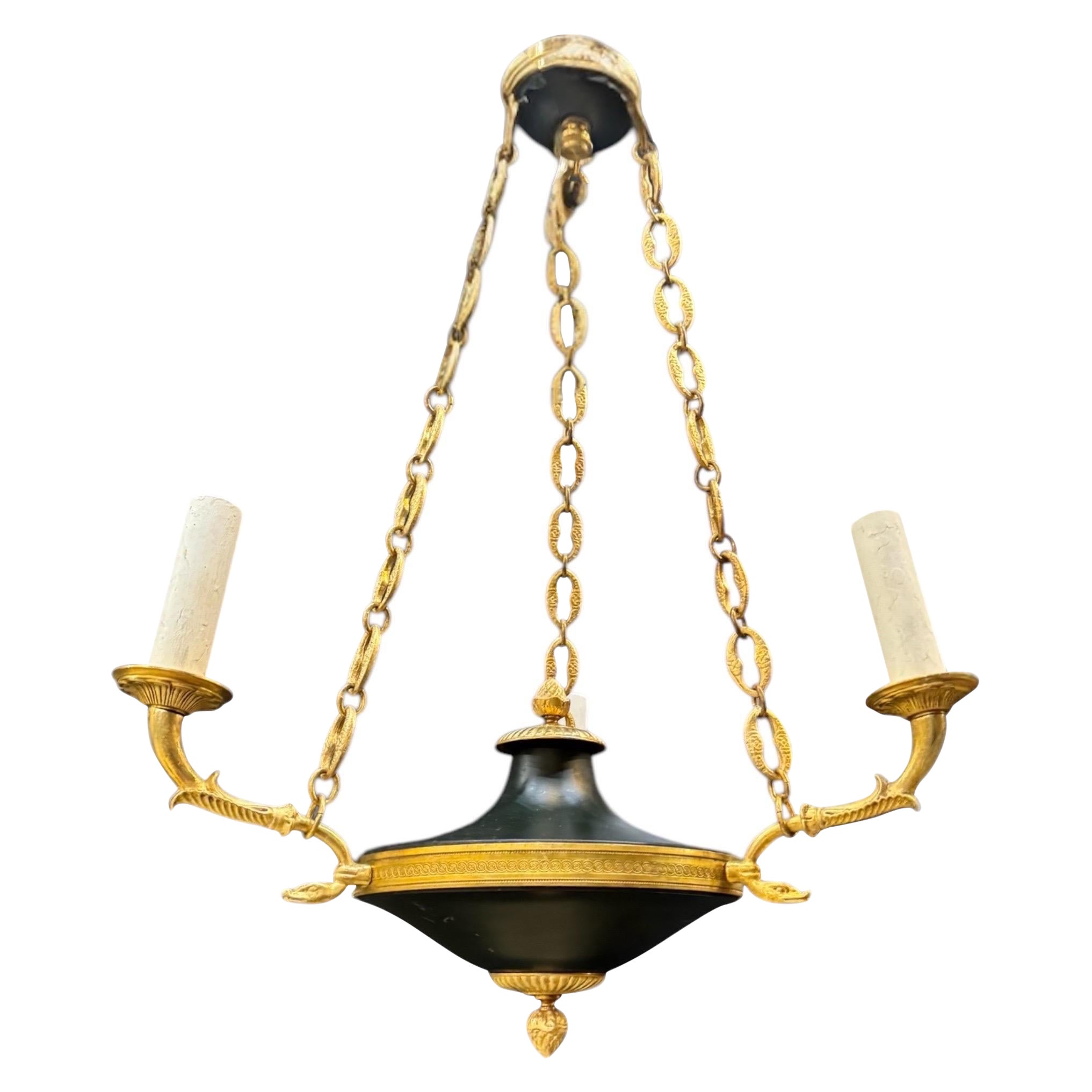 Piccolo lampadario impero francese del 1920 a 3 luci