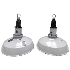 Grey Enamel Industrial Pendants 10
