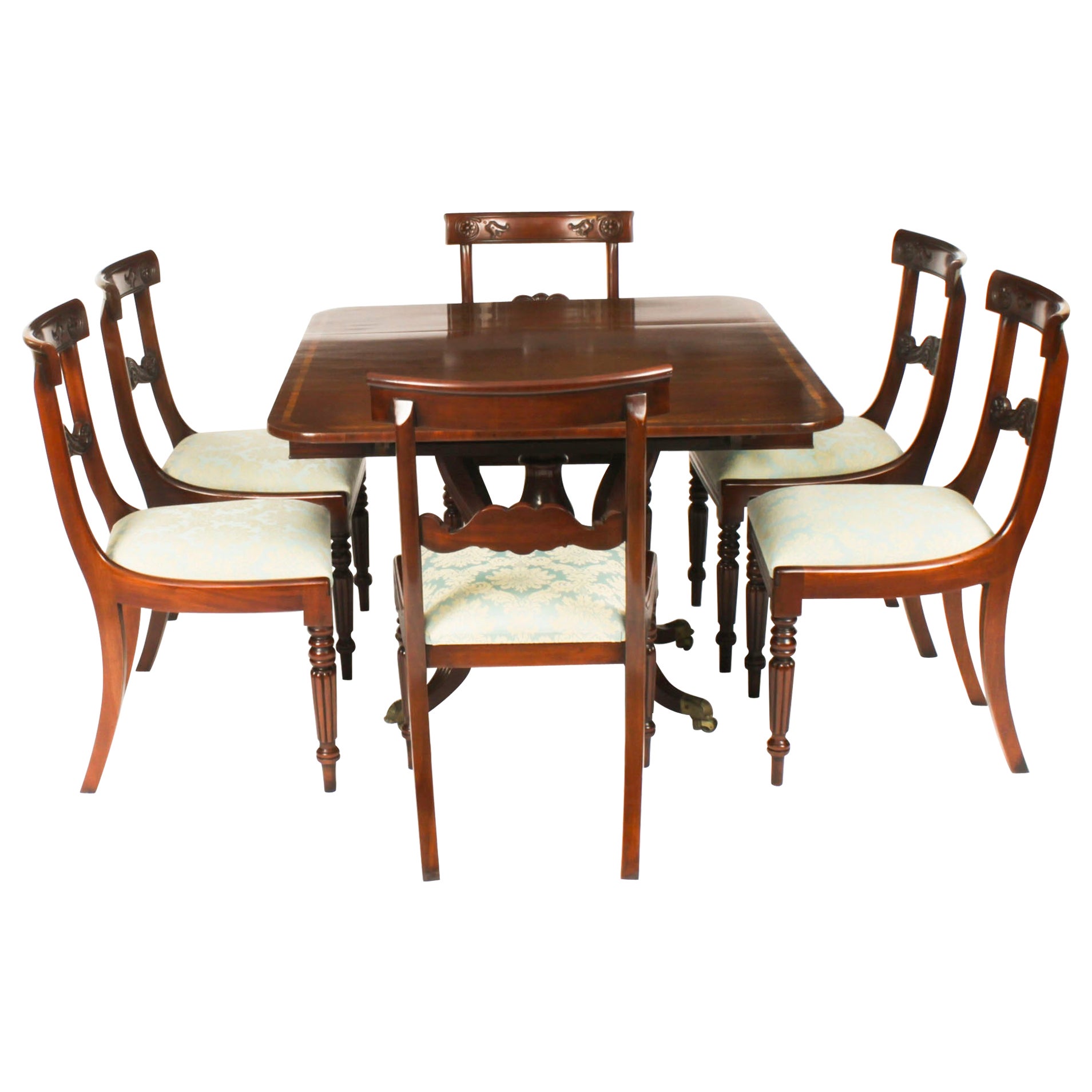 Ancienne table de Pembroke de style Régence George III Gillows & 6 chaises 19ème siècle