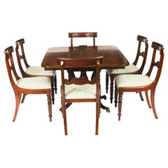 Antique Regency George III Pembroke Table Gillows & 6 Chairs 19th Century