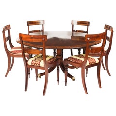 Vintage 5ft3" Round Table & 6 Chairs by William Tillman 20th Century