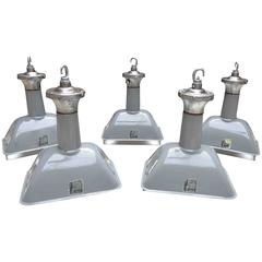 Benjamin Grey Rectangular Enamel Industrial Pendants
