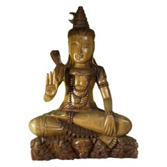 Magnifique sculpture de Shiva en bois sculptée à la main - Un chef-d'œuvre spirituel 25 x 17