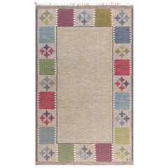 Doris Leslie Blau Vintage Swedish Flat Weave Rug by Bitte Ahlgren, Signed "BA"