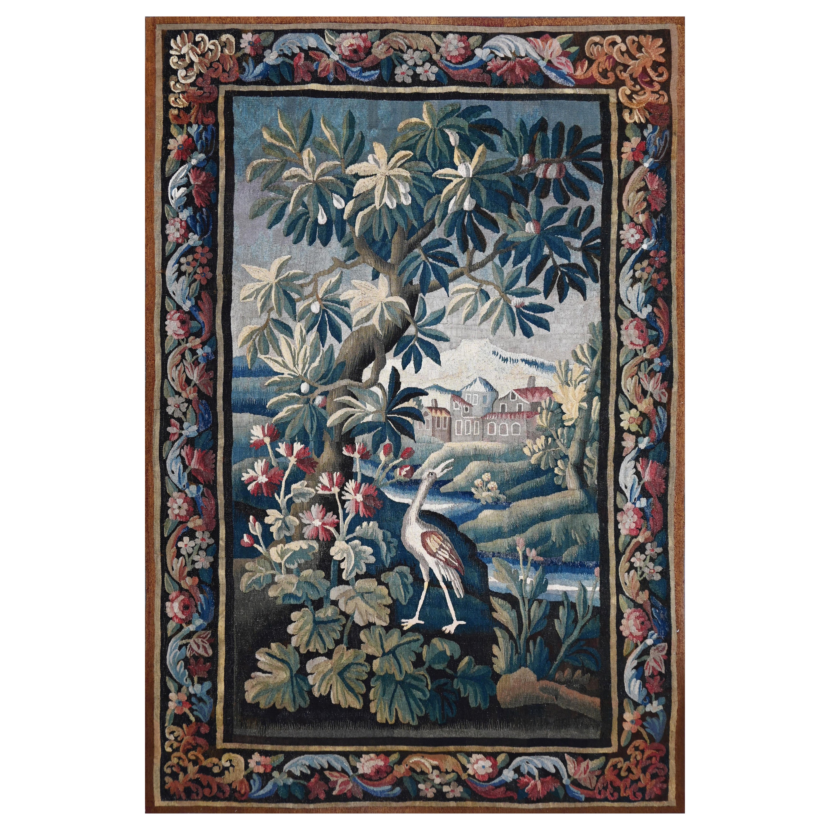 Tapisserie française de verdure d'Aubusson du 18ème siècle, L172xH284 cm - n° 1508