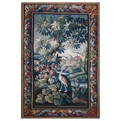 Französischer Aubusson-Grün-Wandteppich aus dem 18. Jahrhundert - L172xH284 cm - Nr. 1508