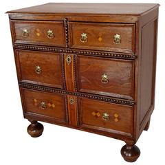William and Mary Inlaid Oak Chest of Drawers 6