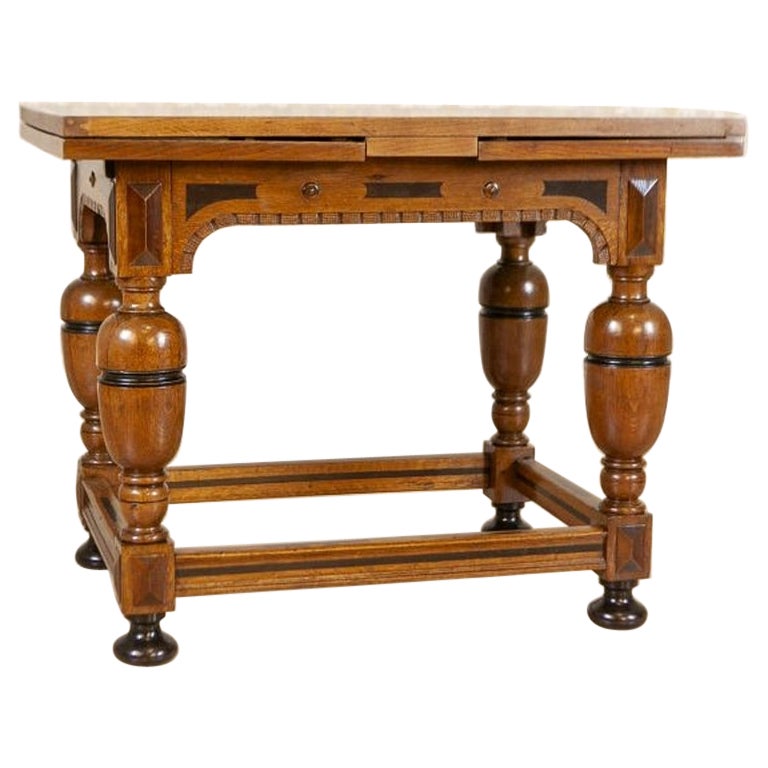 Extendable Dutch Oak Side Table, Late 19th Century - With provenance documented For Sale