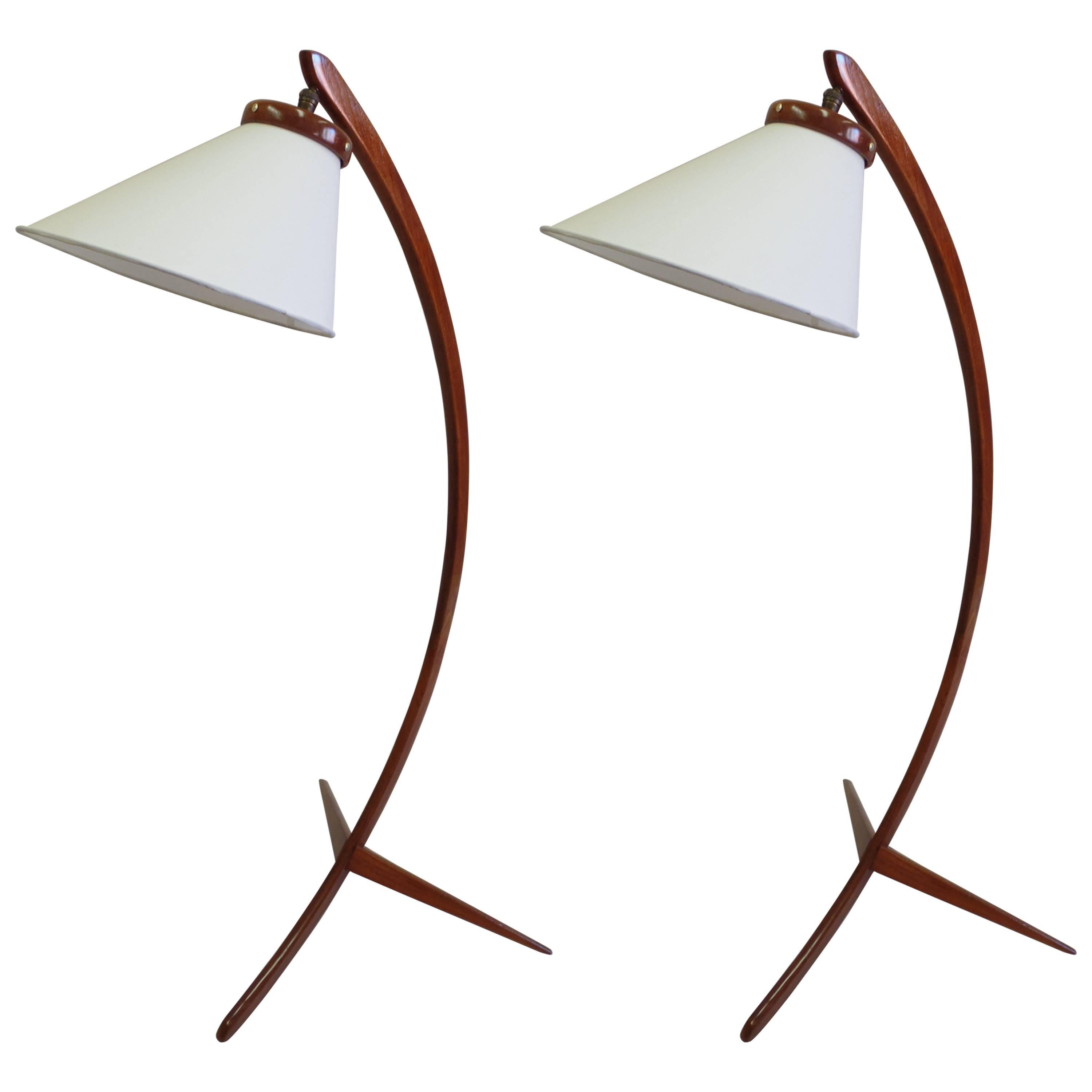 Iconic Pair of 1950's Floor Lamps Attributed to Rispal, France