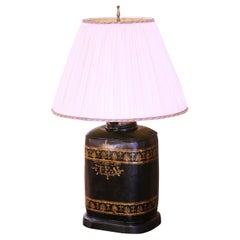 19. Jahrhundert Englisch Hand gemalt Tole Tea Canister Tischlampe
