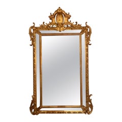 19. Jahrhundert Französisch Louis XV Stil geschnitzt und Giltwood Cushion Spiegel