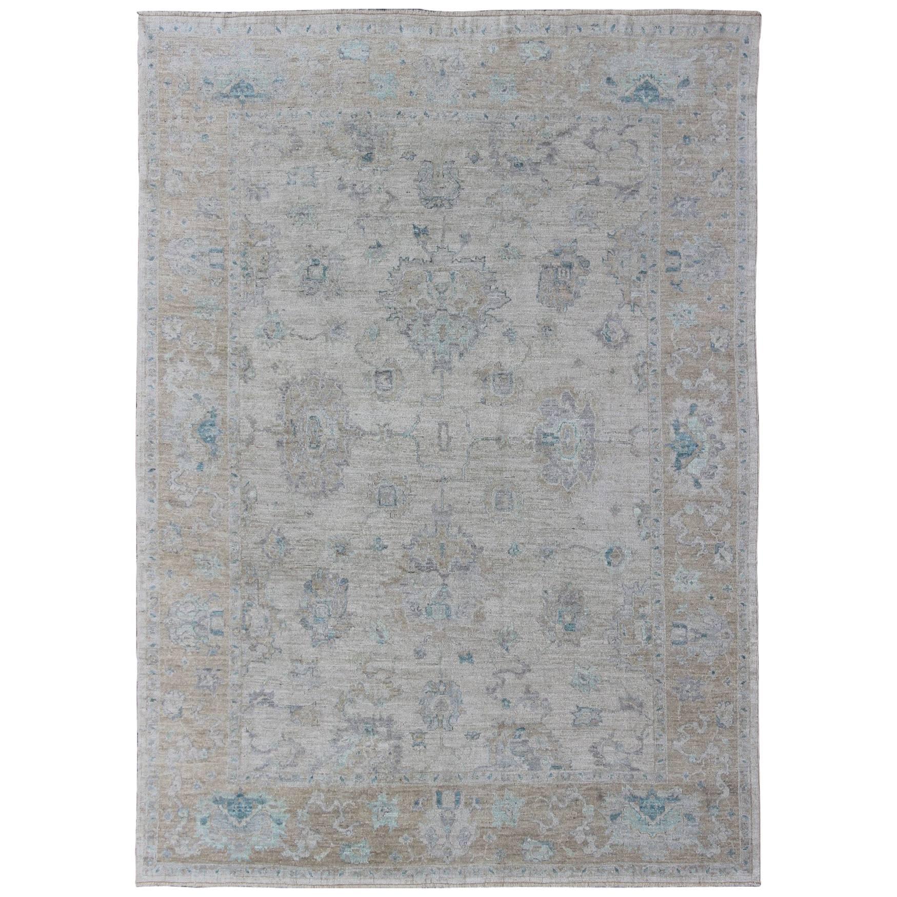 Modern Turkish Angora Oushak Rug