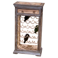 Mid-Century French Painted Wood and Wrought Iron Twenty-Four Bottle Wine Rack