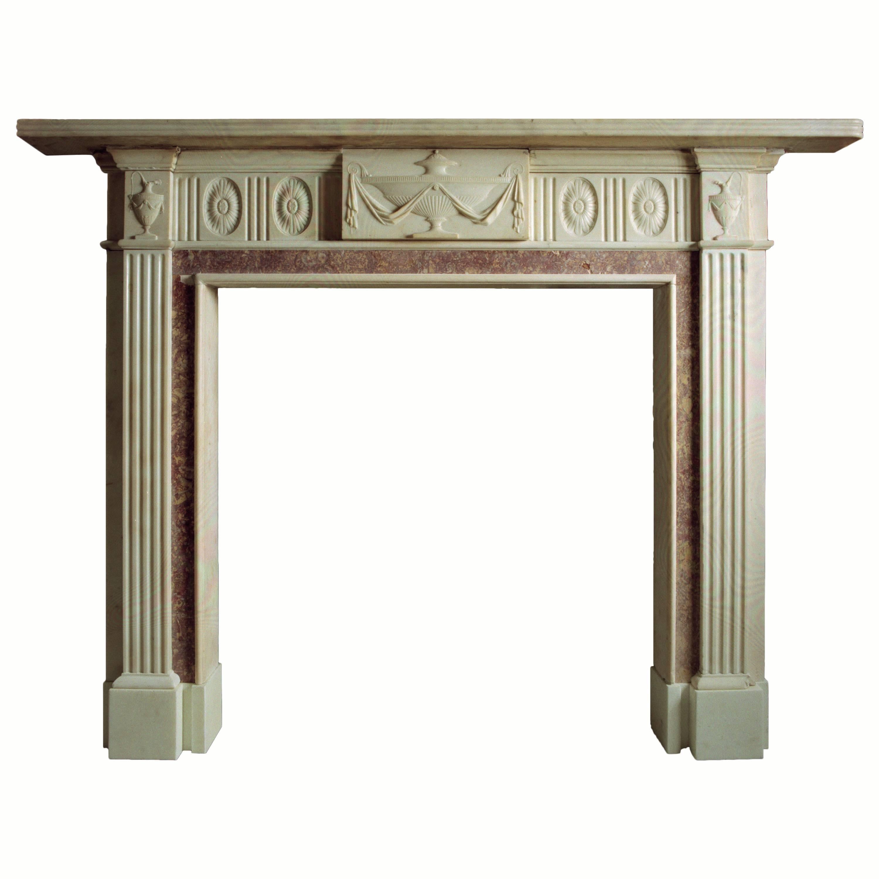 Georgian Reproduction Mantel in Statuary with Brocatella Inlay 'Pattern 4'