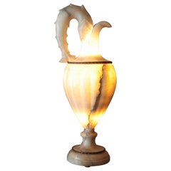 Spanish Albaster Large Urn Jar Table Lamp, 1940