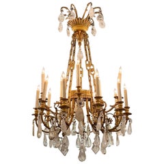 French Louis XVI Rock Crystal Chandelier