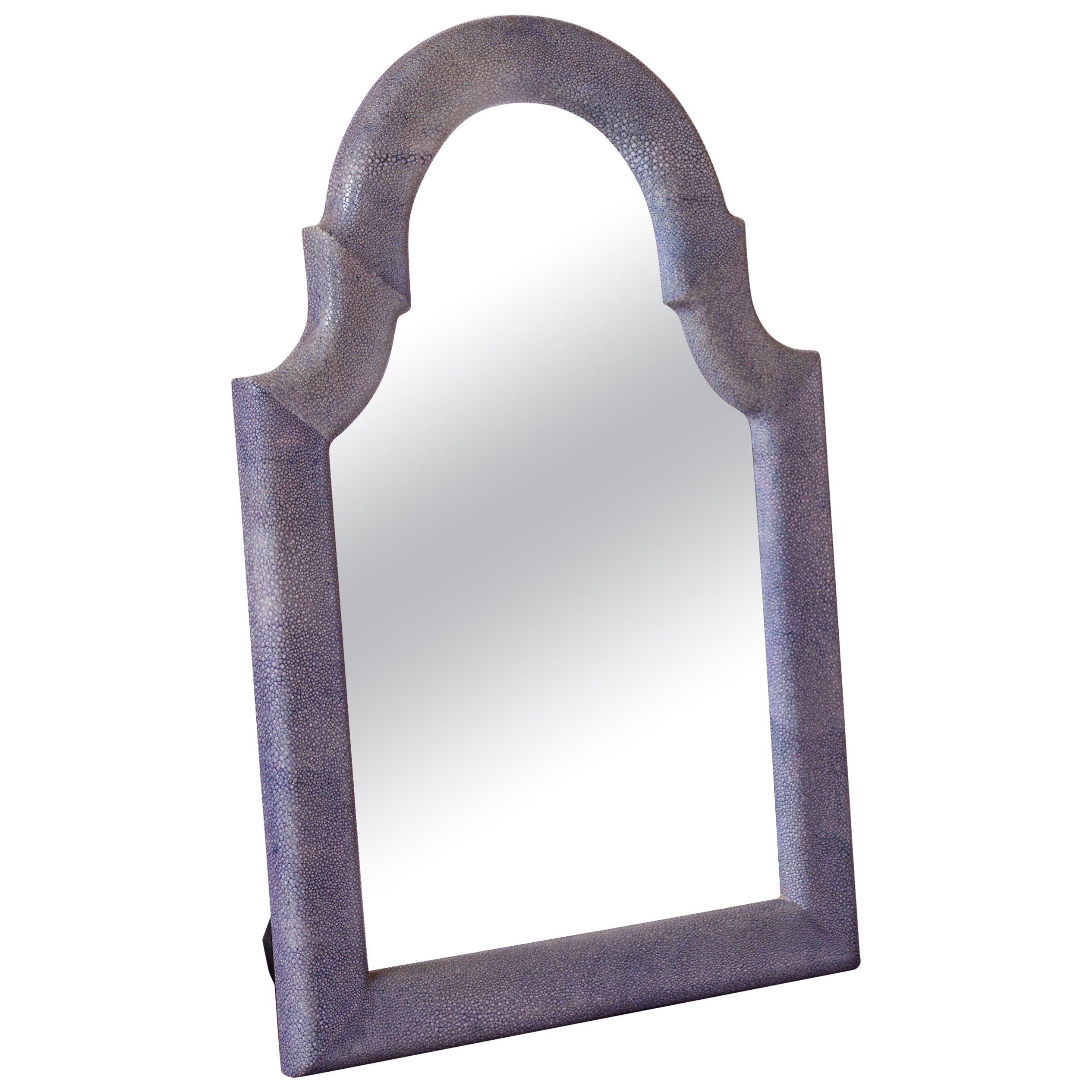 Blue "Vertugadin" Shape Shagreen Mirror - France 1950's For Sale