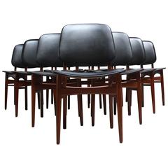 Set of Ten Danish Modern Dining Chairs in Teak