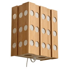 Swedish Designer, Wall Light, Pine, Raffia, Sweden, 1970s