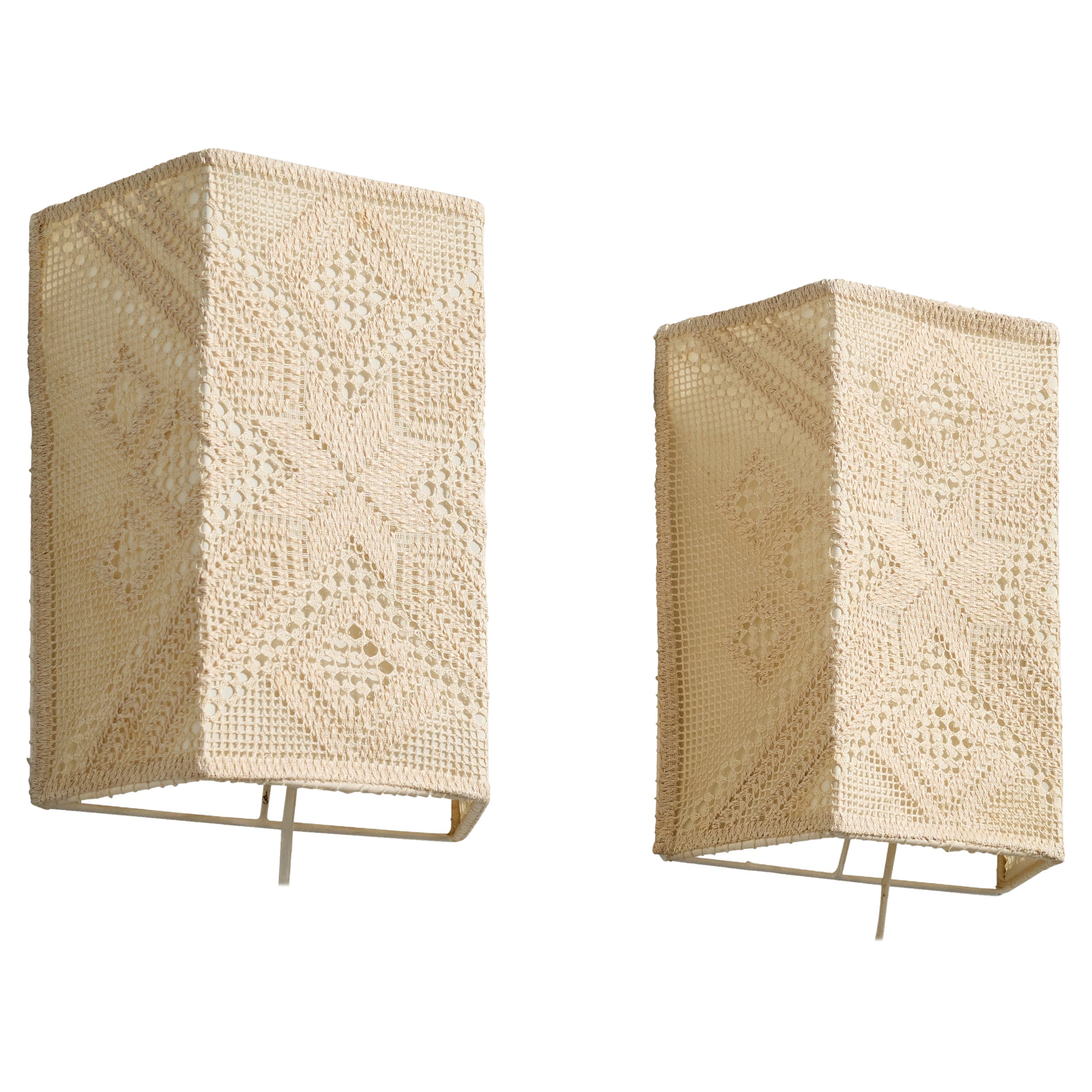 Swedish Designer, Wall Lights, Metal, Fabric, Sweden, 1960s For Sale