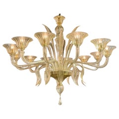 Murano Glass 12-Light Leaf Chandelier