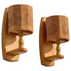Bengt Slöjdare, Wall Lights, Pine, Sweden, 1970s